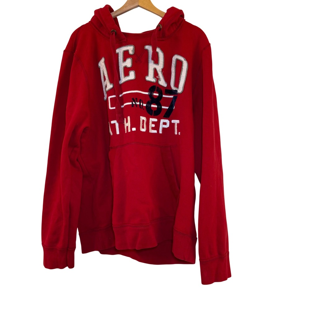 Aeropostale Mens Red Graphic Hoodie Aero 87 Ath Dept Pullover XXL 8977